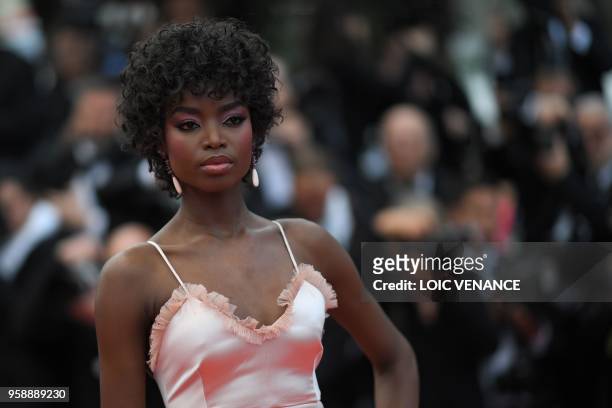 Angolan model Maria Borges poses as she arrives on May 15, 2018 for the screening of the film "Solo : A Star Wars Story" at the 71st edition of the...