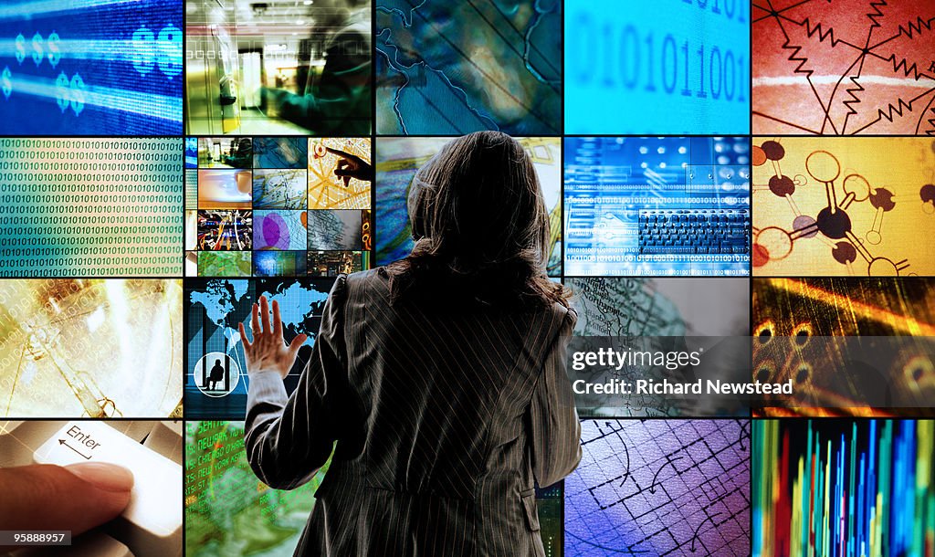 Woman Touching Screens