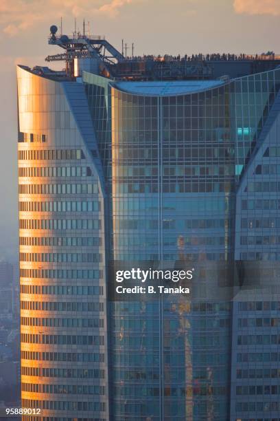 visitors admire the view from  mori tower, tokyo. - 六本木ヒルズ ストックフォトと画像