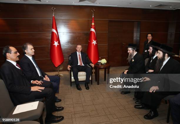 President of Turkey, Recep Tayyip Erdogan receives members of Neturei Karta Orthodox Jewish group in London, United Kingdom on May 15, 2018. Turkeys...