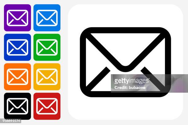 letter icon square button set - envelope icon stock illustrations