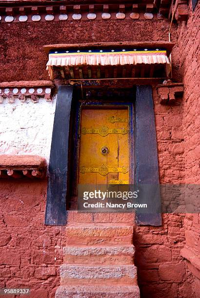 doorway in sera monastery in lhasa tibet china - door canopy stock pictures, royalty-free photos & images