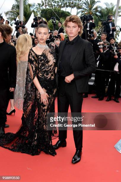 Georgia Fowler and Jordan Barrett attend the screening of "Solo: A Star Wars Story" during the 71st annual Cannes Film Festival at Palais des...
