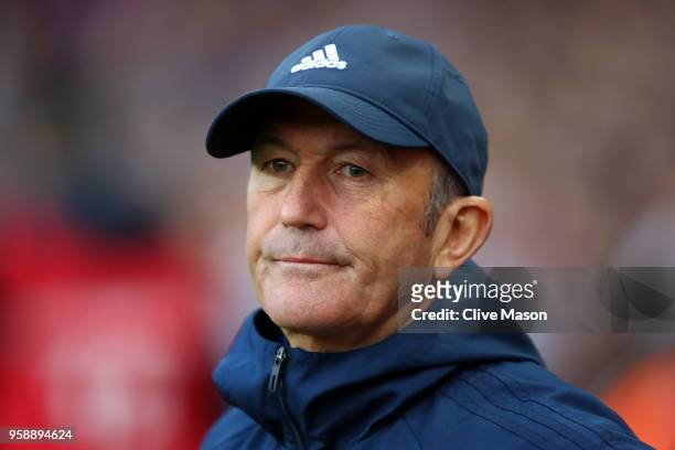 Tony Pulis, Manager of Middlesbrough looks on prior to the Sky Bet Championship Play Off Semi Final second leg match between Aston Villa and...