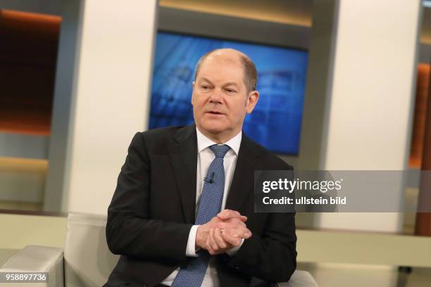 Olaf Scholz in der ARD-Talkshow ANNE WILL am in Berlin Thema der Sendung: Klare Kante statt leiser Töne - Bekämpft man so die Populisten?