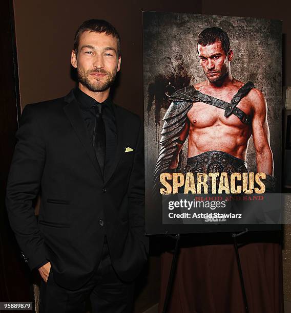 Actor Andy Whitfield attends the premiere of "Spartacus: Blood and Sand" at the Tribeca Grand Screening Room on January 19, 2010 in New York City.