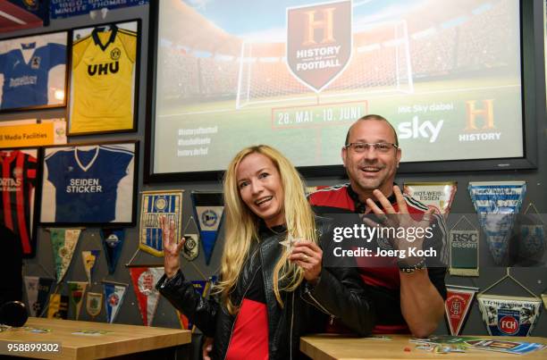 Actor Michel Guillaume and wife Alexandra attend the preview screening of the new documentaries 'Deutschland - Deine Fussballseele' and 'Magische...