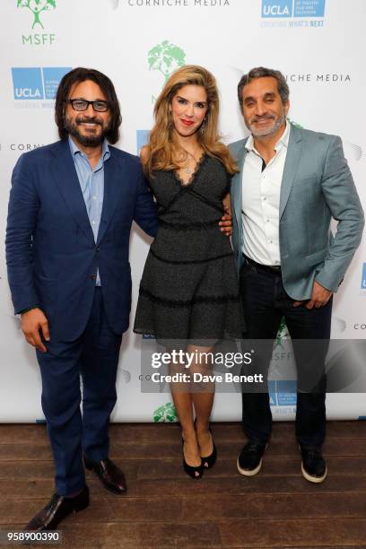 Hani Farsi, Yasmine Shihata and Bassem Youssef attend The Arabic Women Filmmakers scholarship at UCLA by the MSFF and 10 years of Corniche media and...