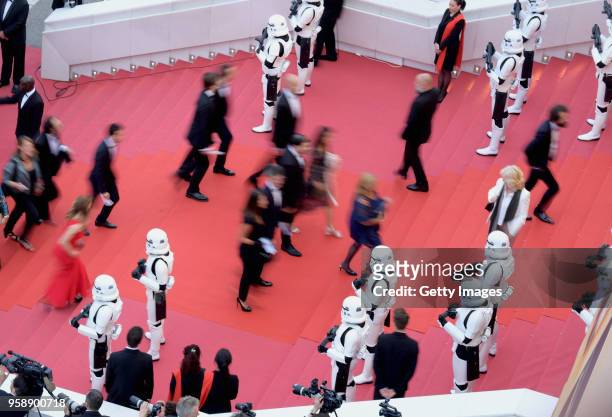 General view of the red carpet at the screening of "Solo: A Star Wars Story" during the 71st annual Cannes Film Festival at Palais des Festivals on...