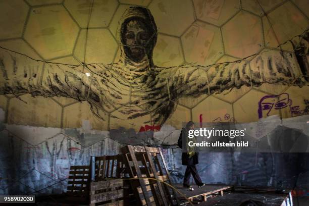 Deutschland Germany Berlin Die ehemalige amerikanische AbhÃ¶rstation auf dem Teufelsberg mit von KÃ¼nstlern gestalteten Graffitti. Der Ort kann heute...