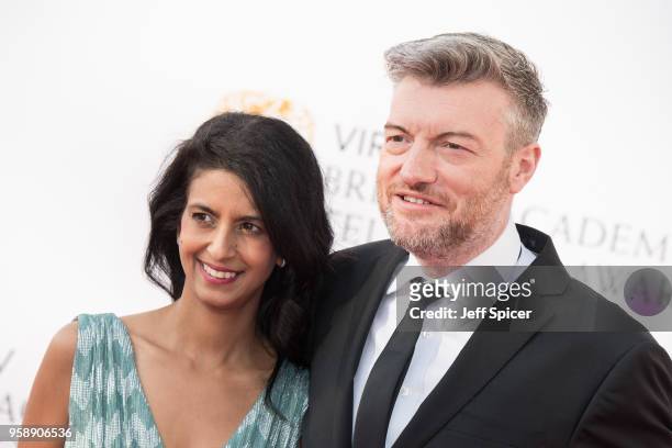 Konnie Huq and Charlie Brooker attend the Virgin TV British Academy Television Awards at The Royal Festival Hall on May 13, 2018 in London, England.