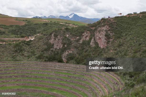 Ruins of the Inca archaeological site of Moray near Cusco. Peru