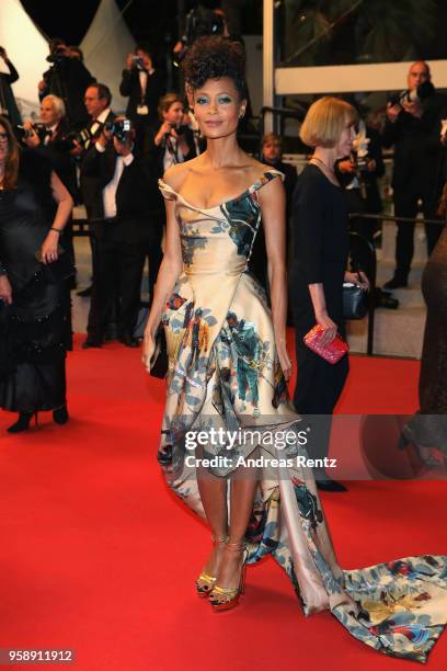 Actress Thandie Newton departs the screening of "Solo: A Star Wars Story" during the 71st annual Cannes Film Festival at Palais des Festivals on May...