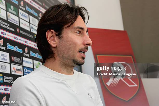 New Reggina Calcio player Luca Vigiani attends a press conference at Sports Center Sant'Agata on January 20, 2010 in Reggio Calabria, Italy.