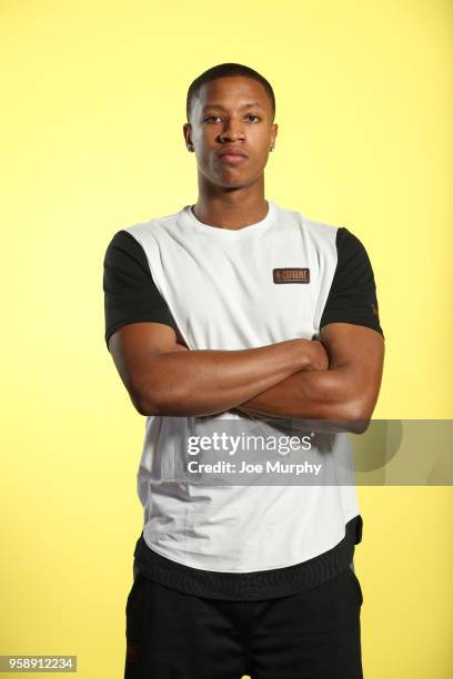 Draft Prospect, Devon Hall poses for a portrait during the 2018 NBA Combine circuit on May 15, 2018 at the Intercontinental Hotel Magnificent Mile in...