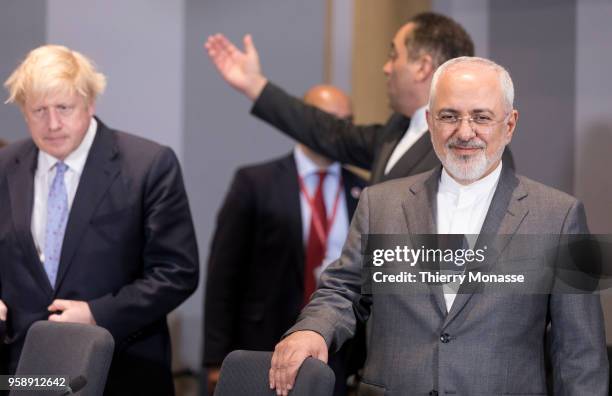 British Secretary of State for Foreign & Commonwealth Affairs Boris Johnson and the Iranian Foreign Minister Mohammad Javad Zarif at the start of a...