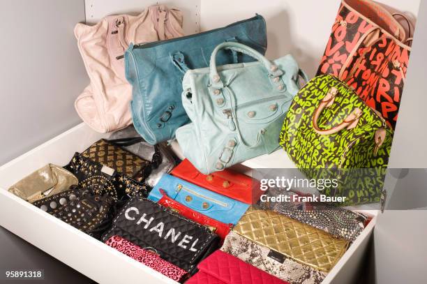 Bags and purses of radio host Verena Kerth are pictured at her home on December 18, 2009 in Munich, Germany.