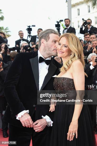 John Travolta and Kelly Preston attends the screening of 'Solo: A Star Wars Story' during the 71st annual Cannes Film Festival at Palais des...