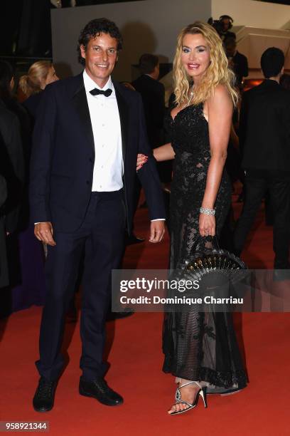 Patrick Baldassari and ice skater Valeria Marini attends the screening of "Under The Silver Lake" during the 71st annual Cannes Film Festival at...