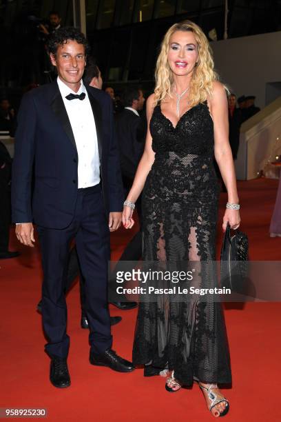 Patrick Baldassari and ice skater Valeria Marini attends the screening of "Under The Silver Lake" during the 71st annual Cannes Film Festival at...