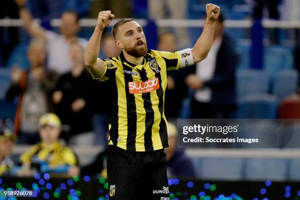 Guram Kashia of Vitesse celebrates 3-2 during the Dutch Eredivisie match between Vitesse v FC Utrecht at the GelreDome on May 15, 2018 in Arnhem...