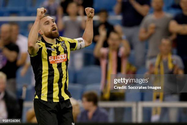 Guram Kashia of Vitesse celebrates 3-2 during the Dutch Eredivisie match between Vitesse v FC Utrecht at the GelreDome on May 15, 2018 in Arnhem...