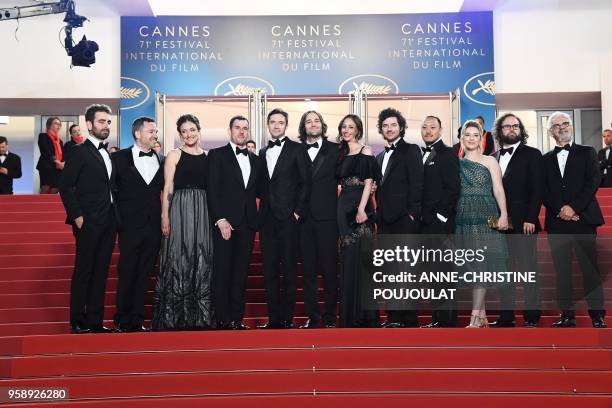 Director David Robert Mitchell poses with his wife Annie Mitchell , US actor Topher Grace , US director of photography Mike Gioulakis , US producer...