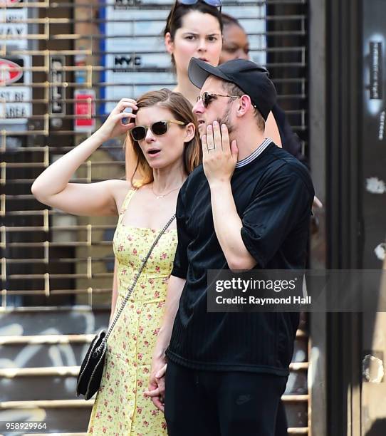 Actress Kate Mara and Jamie Bell are seen walking in soho on May 15, 2018 in New York City.