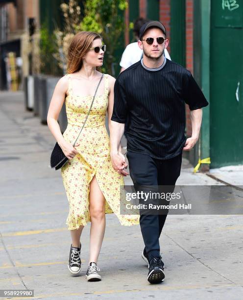 Actress Kate Mara and Jamie Bell are seen walking in soho on May 15, 2018 in New York City.