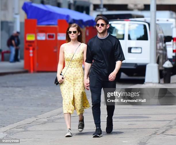 Actress Kate Mara and Jamie Bell are seen walking in soho on May 15, 2018 in New York City.