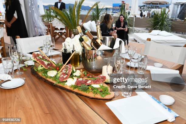 General view of the atmosphere at Nikki Beach for the "Under The Silver Lake" dinner presented by Perrier-Jouet at Nikki Beach on May 15, 2018 in...