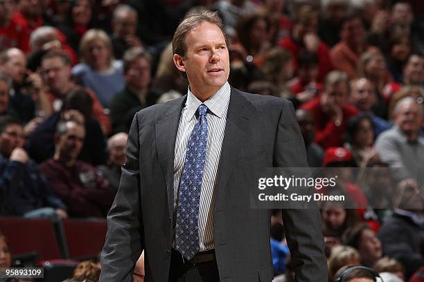 Head coach Kurt Rambis of the Minnesota Timberwolves stands on the sideline during the game against the Chicago Bulls on January 9, 2010 at the...