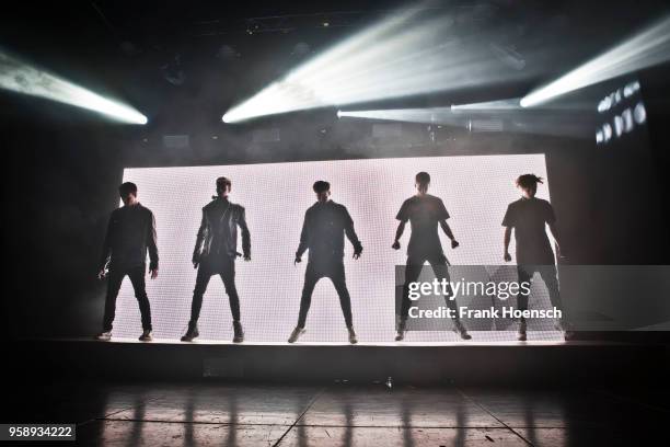Singer Corbyn Besson, Jonah Marais, Jack Avery, Zach Herron and Daniel Seavey of the American band Why Don't We perform live on stage during a...