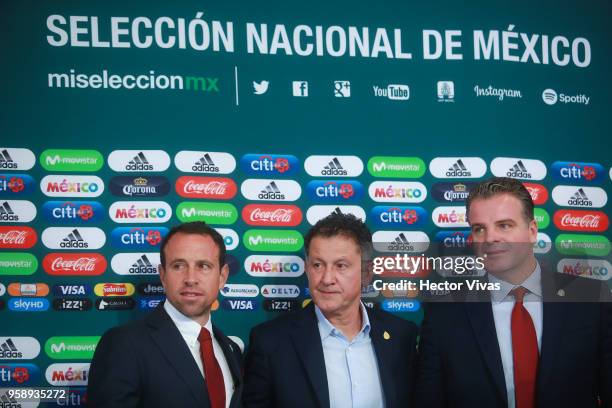 Gerardo Torrado Sports Director of Mexico Team, Juan Carlos Osorio head coach of Mexico and Dennis te Kloese General Director of national teams pose...