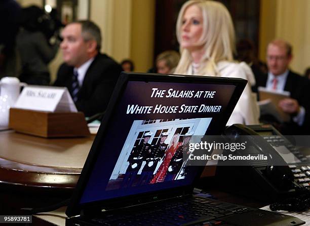 Tareq Salahi and Michaele Salahi prepare to testify before the House Homeland Security Committee during a hearing on "The United States Secret...