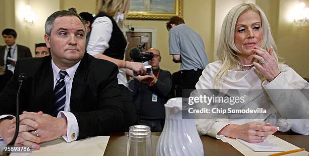 Tareq Salahi and Michaele Salahi prepare to testify before the House Homeland Security Committee during a hearing on "The United States Secret...