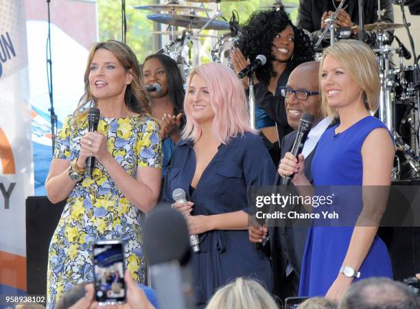 Savannah Guthrie, Meghan Trainor, Al Roker and Dylan Dryer are seen at Meghan Trainor performance on NBC's "Today" at Rockefeller Plaza on May 15,...