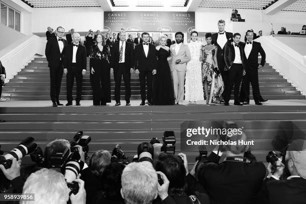 Actor Paul Bettany, director Ron Howard, producer Kathleen Kennedy, actors Woody Harrelson, Alden Ehrenreich, Emilia Clarke, Donald Glover, Phoebe...