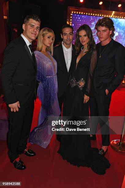 Chris Zylka, Paris Hilton, Mohammed Al Turki, Alessandra Ambrosio and Jordan Barrett attend the de Grisogono party during the 71st annual Cannes Film...