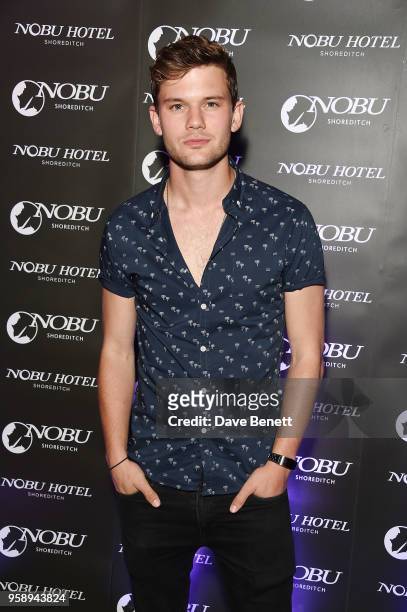 Jeremy Irvine arrives at the Nobu Hotel London Shoreditch official launch event on May 15, 2018 in London, United Kingdom.