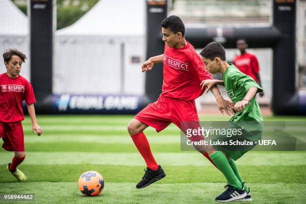 Colour Blind Awareness Game at the Fan Zone ahead of the UEFA Europa League Final between Olympique de Marseille and Club Atletico de Madrid at Stade...