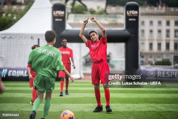 Colour Blind Awareness Game at the Fan Zone ahead of the UEFA Europa League Final between Olympique de Marseille and Club Atletico de Madrid at Stade...