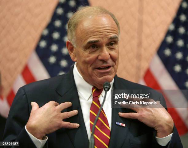 Pennsylvania Gov. Ed Rendell announces his support for the creation of a National Infrastructure on Capitol Hill January 20, 2010 in Washington, DC....