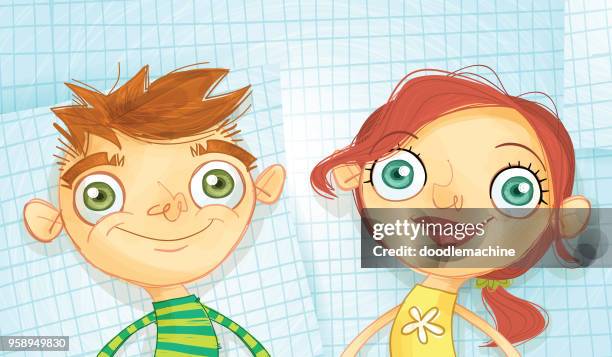 school is cool! - math graph paper stock illustrations