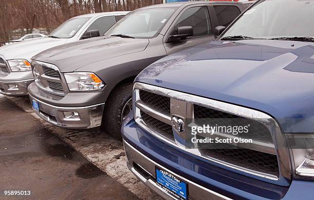 Dodge Ram pickup trucks are offered for sale at a dealership on January 20, 2010 in Chicago, Illinois. The trucks are included in a recall of 24,000...