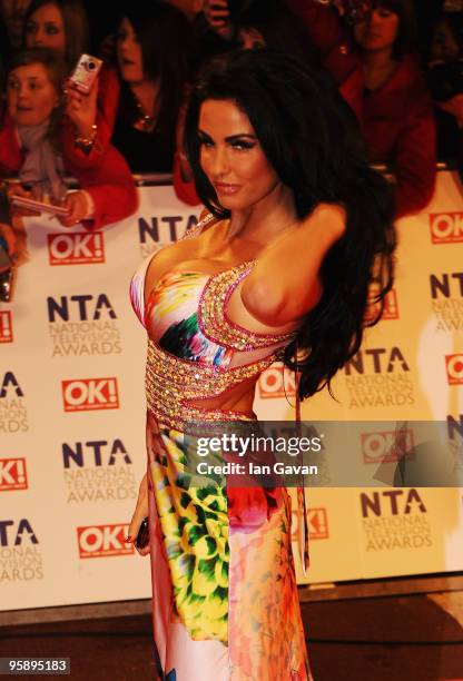 Model Katie Price arrives at the National Television Awards held at O2 Arena on January 20, 2010 in London, England.