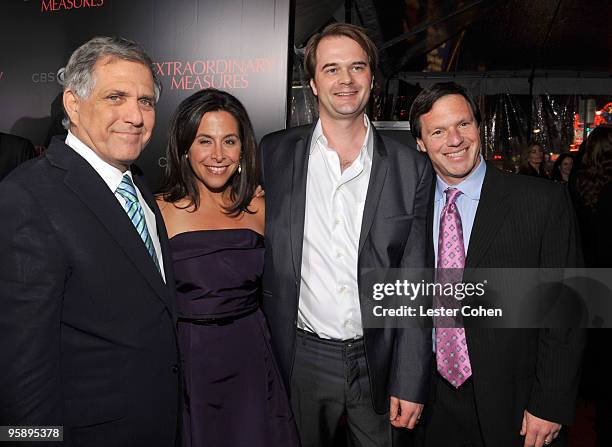 Leslie Moonves, CEO of CBS Films Amy Baer, director Tom Vaughan and COO of CBS Films Bruce Tobey attend the "Extraordinary Measures" Los Angeles...