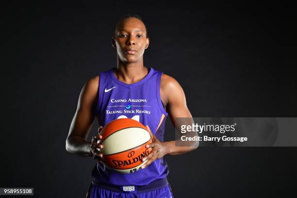 Sancho Lyttle of the Phoenix Mercury poses for a portraits at Media Day on May 14 at Talking Stick Resort Arena in Phoenix, Arizona. NOTE TO USER:...