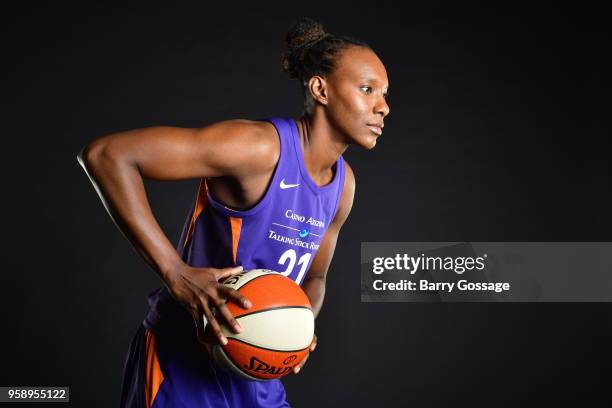 Sancho Lyttle of the Phoenix Mercury poses for a portraits at Media Day on May 14 at Talking Stick Resort Arena in Phoenix, Arizona. NOTE TO USER:...