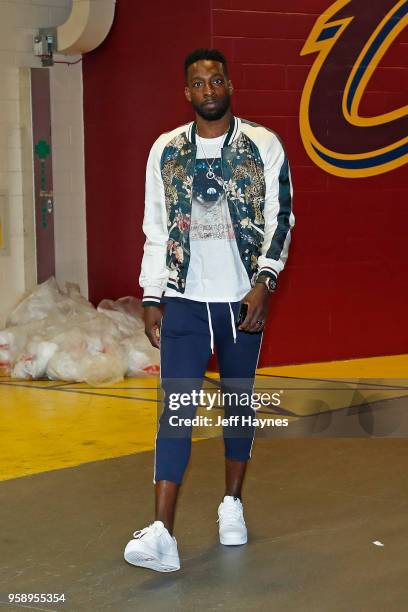 Jeff Green of the Cleveland Cavaliers arrives at the stadium before the game against the Toronto Raptors during Game Four of the Eastern Conference...